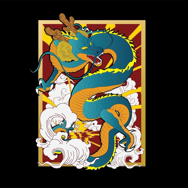 dragon illustration design for sukajan is mean japan traditional cloth or tshirt