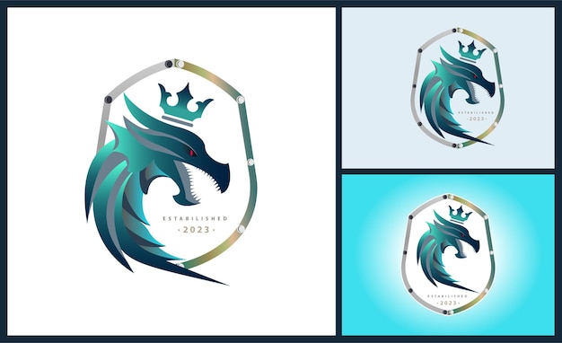 дизайн логотипа воина короны короля дракона для бренда или компании и других