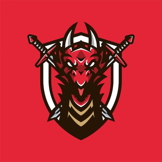 Vector dragon knight mascot head logo