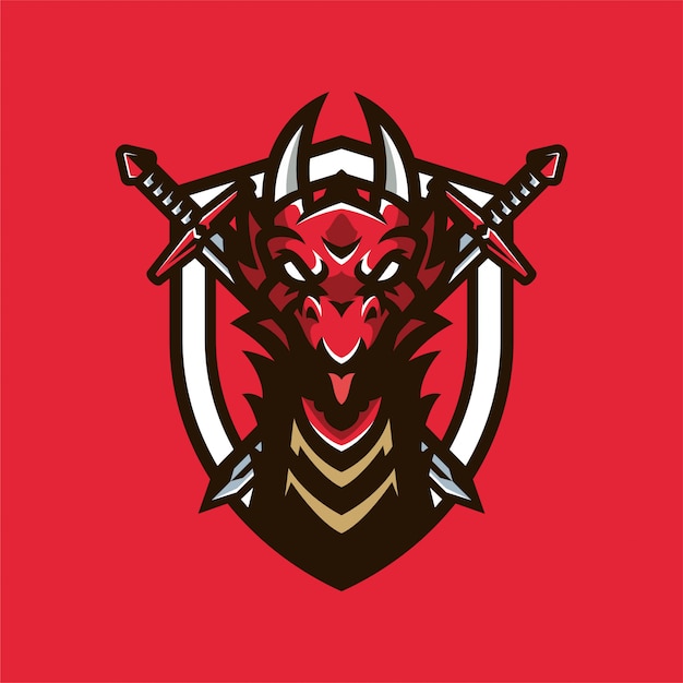 Vector dragon knight mascot hoofd logo