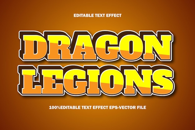 Dragon Legions Editable Text Effect 3D Emboss Gradient Style