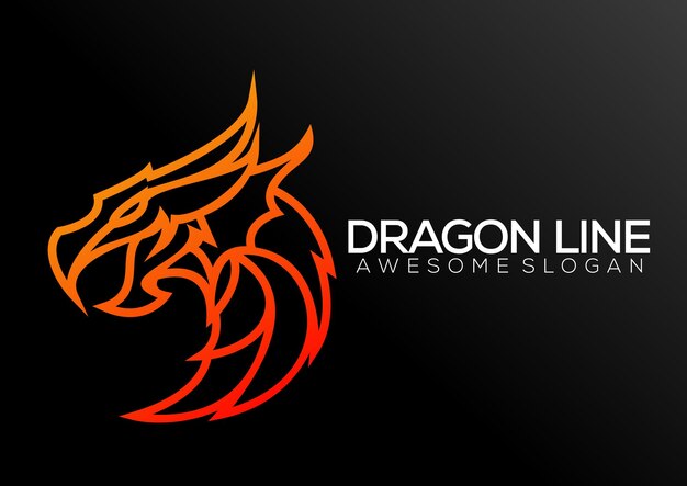 Vector dragon logo design line art colorful