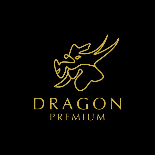 Плоский вектор шаблона логотипа дракона