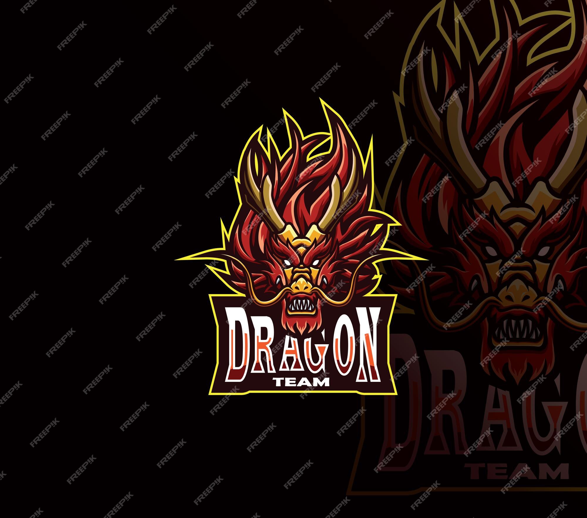 dragon e sports logo gaming mascot, flame fire Stock Vector