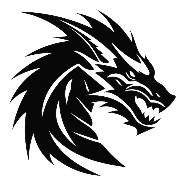 ドラゴンのロゴのシルエット 2024 新年のシンボル ベクトル図