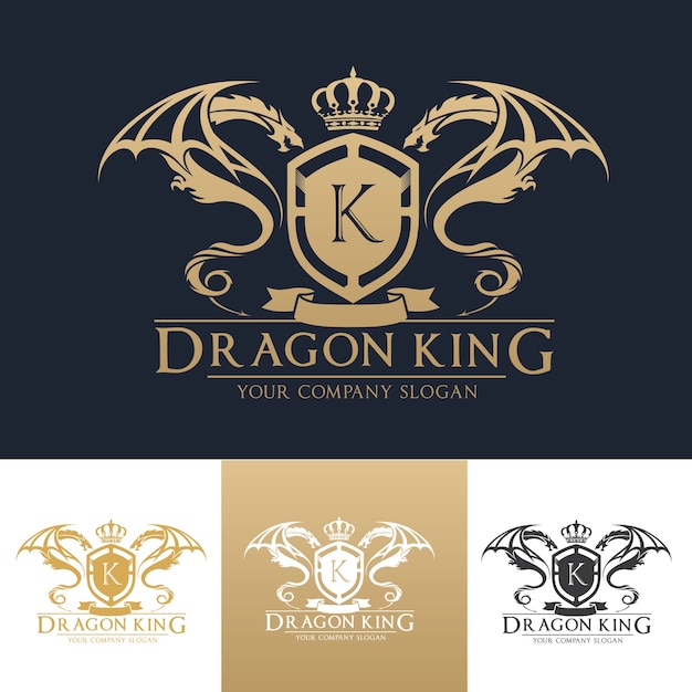 Dragon luxury crest logo template.