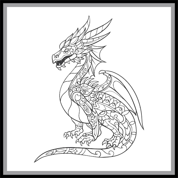 dragon mandala arts isolated on black background