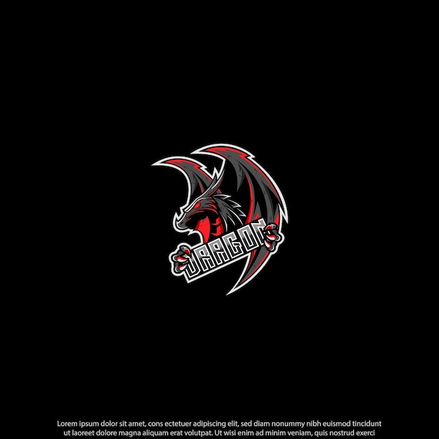 ドラゴンマスコットeスポーツロゴデザインは、シンボルidentytiエンブレムバッジなどに適しています