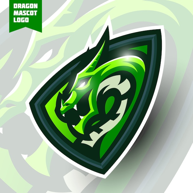 Vettore design del logo esport della mascotte del drago