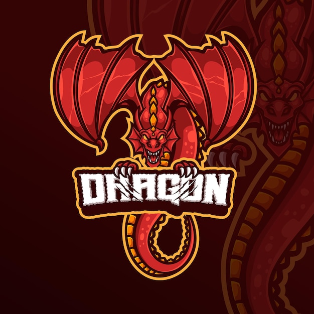 Vector dragon mascot esports gaming logo design