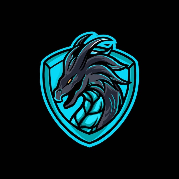 Vettore design del logo di gioco della mascotte del drago