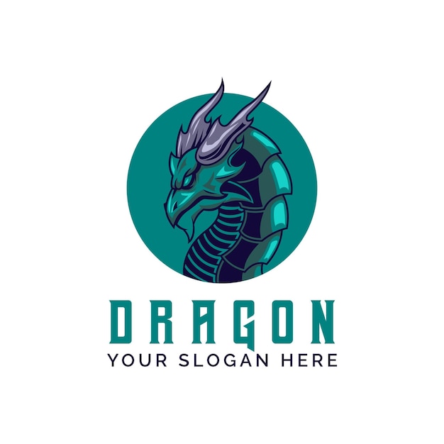 Modello della mascotte di vettore di progettazione di logo della mascotte del drago