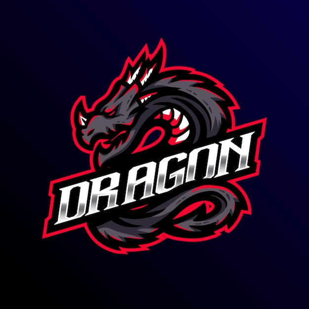 Вектор dragon mascot logo киберспорт игры