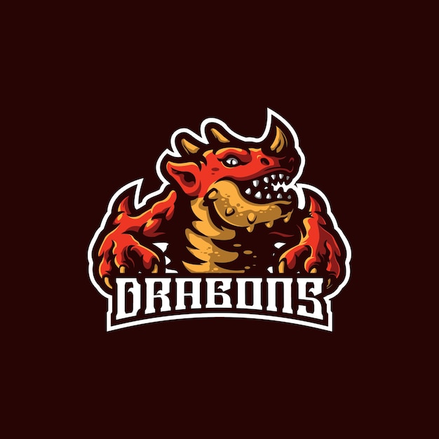 Dragon mascot logo ontwerp vector met conceptstijl voor badge, embleem en tshirt afdrukken.