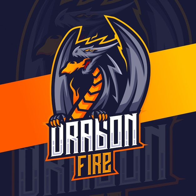 Dragon mascotte esport logo ontwerp