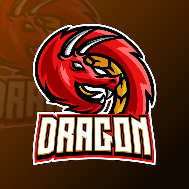 Vector dragon mascotte gaming logo ontwerpsjabloon voor esport