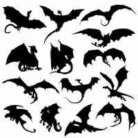 Vector dragon mithogoly animal silhouette clip art vector