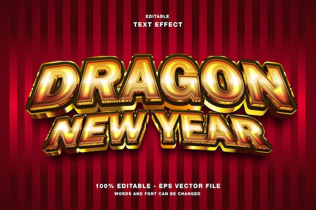 Vector dragon new year 3d editable text effect