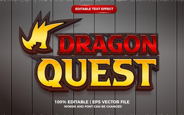 Dragon quest 3d effetto testo modificabile stile modello di gioco dei cartoni animati