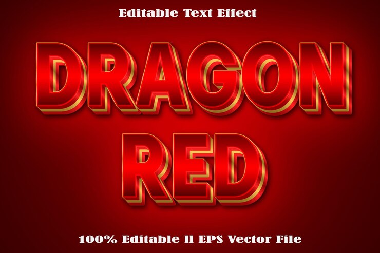 वेक्टर dragon red editable text effect