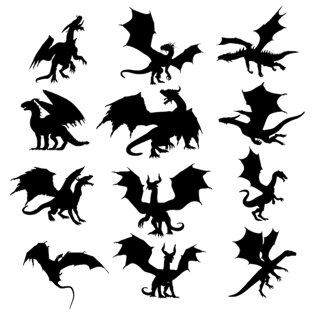 Dragon Silhouette Collection Dragon silhouette set