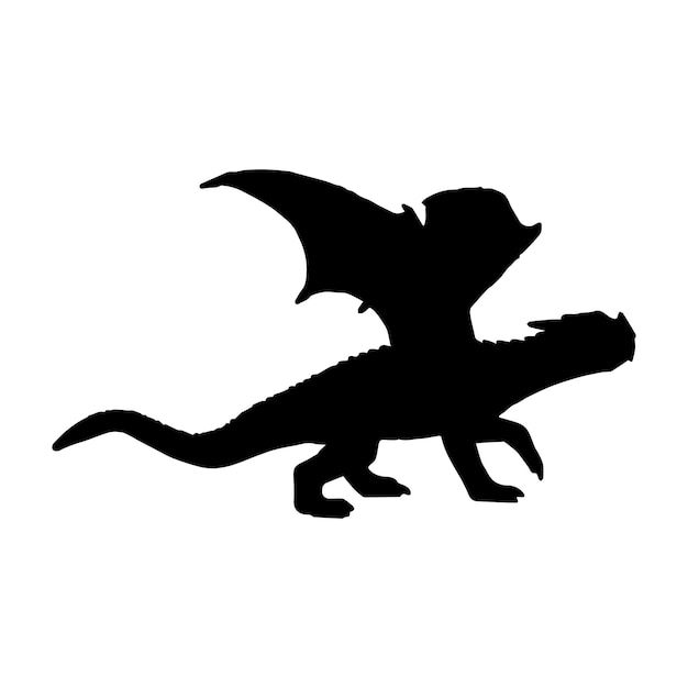 Vector dragon silhouette isolated black on white background