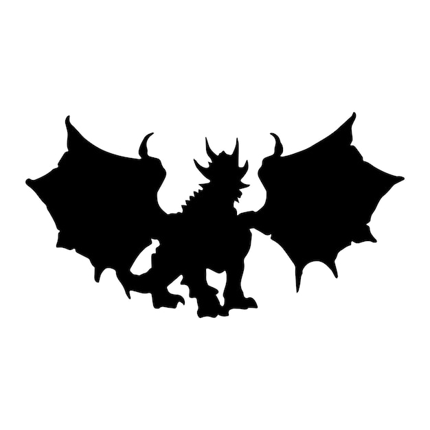Vector dragon silhouette isolated black on white background