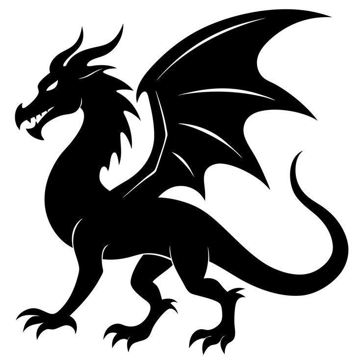 Vector dragon silhouette vector illustration