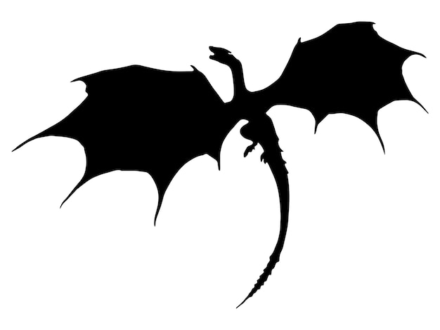 dragon silhouette vector isolated black on white background