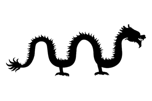 Vettore silhouette di drago vettore isolato nero su sfondo bianco