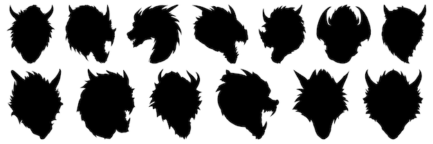 Dragon silhouettes set large pack of vector silhouette design isolated white background