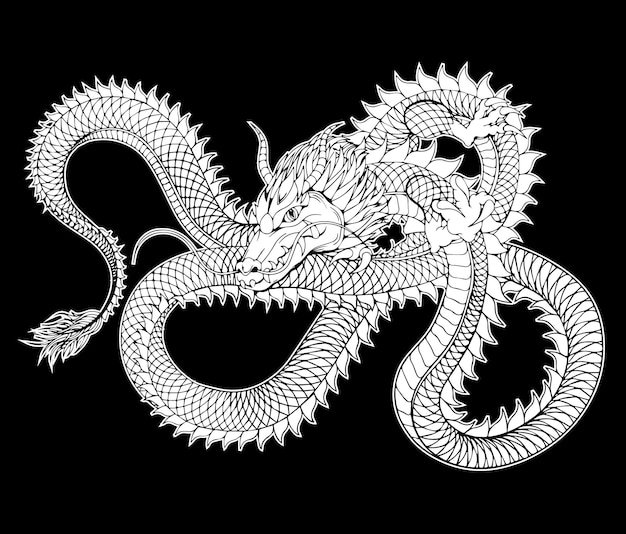 Dragon sketch tattoo vector illustration