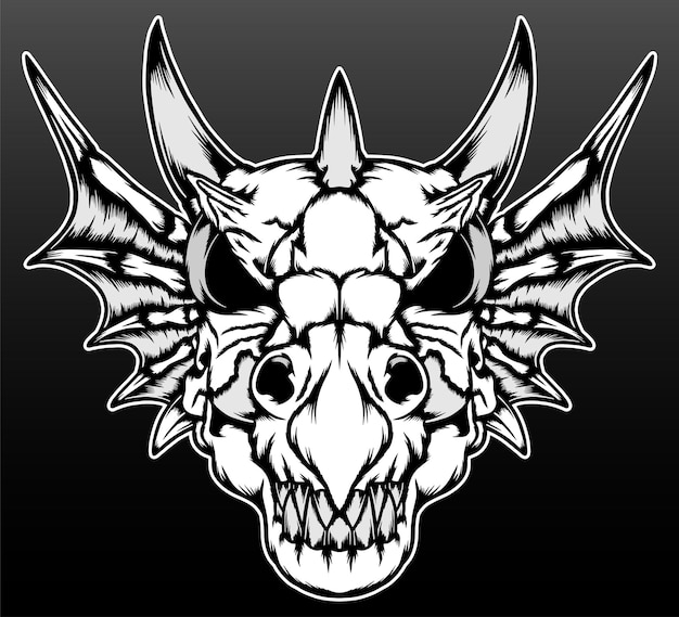 the dragon skull hand drawn illustration design