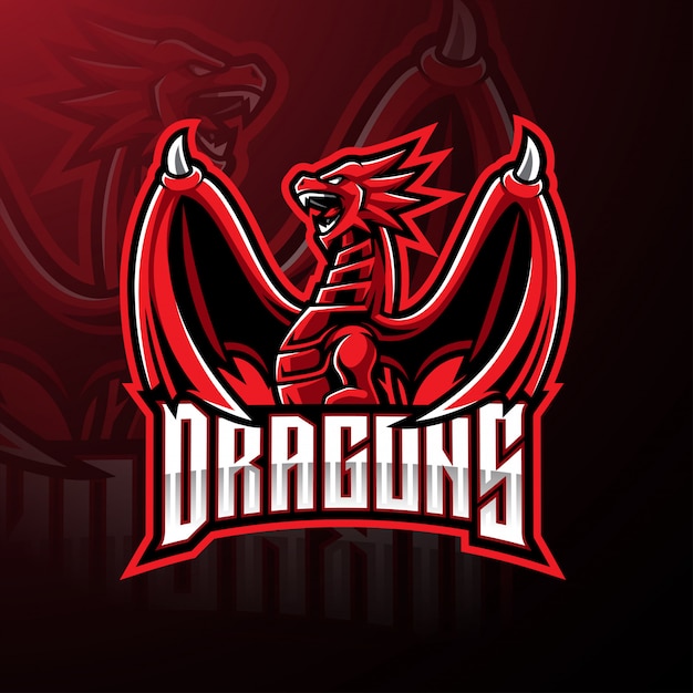 Dragon sport mascotte logo ontwerp