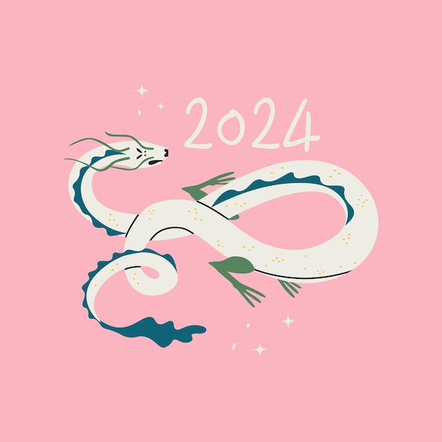 Dragon symbol of 2024 chinese lunisolar calendar vector isolated illustration for design