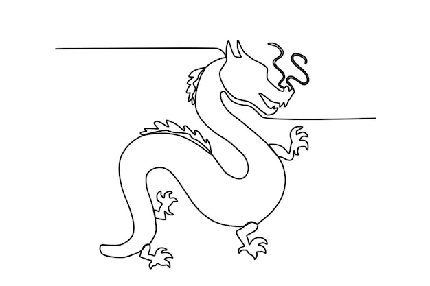 A dragon symbol of kindness Chinese Dragon oneline drawing