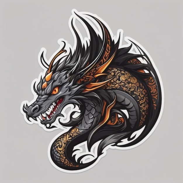 Dragon tattoo cartoon vector background