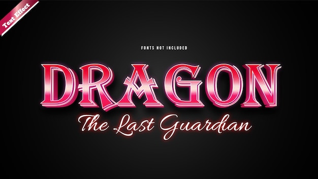 Dragon-teksteffectsjabloon met bewerkbaar lettertype-effect in 3D-stijl