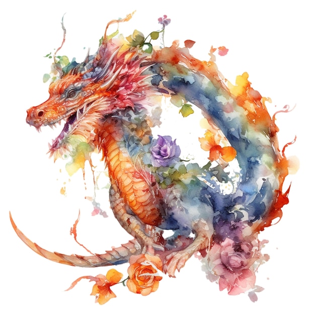 Chinese dragons clipart - Celebration clipart - Watercolor images