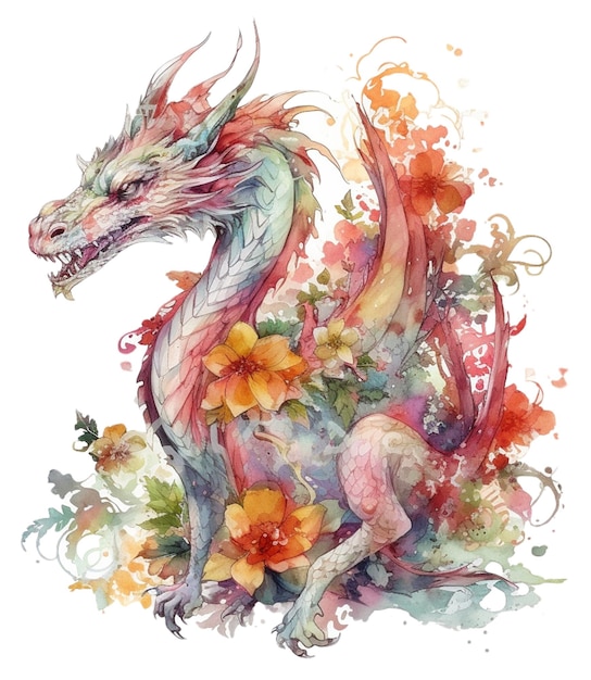 Dragon Vector Clipart Watercolor