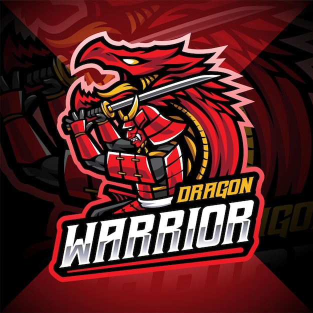 Dragon Warrior esport mascotte logo ontwerp