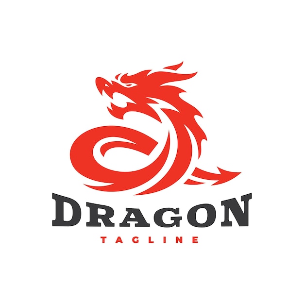 Dragon with infinity shape logo illustration Tribal dragon vector icon