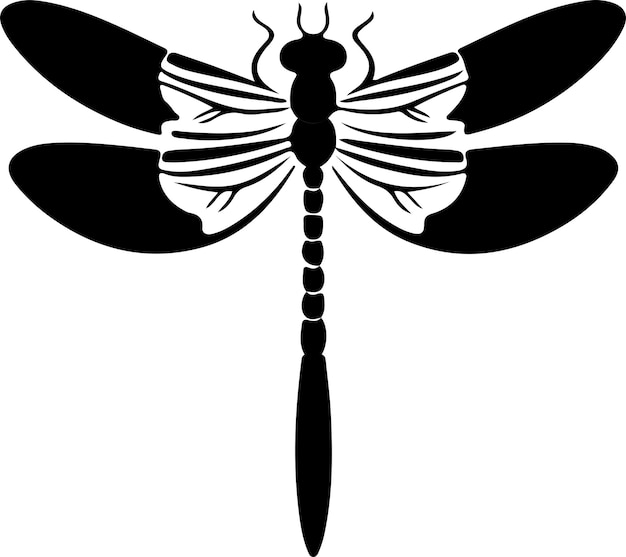 Vector dragonfly black silhouette with transparent background