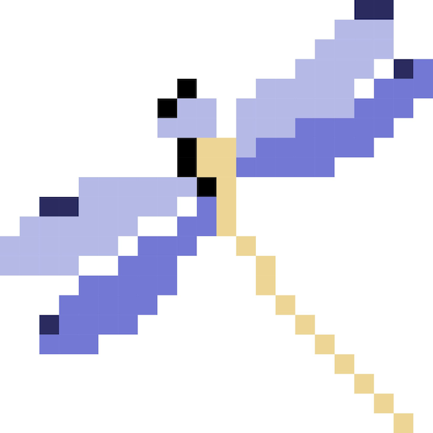 Dragonfly cartoon icon in pixel style