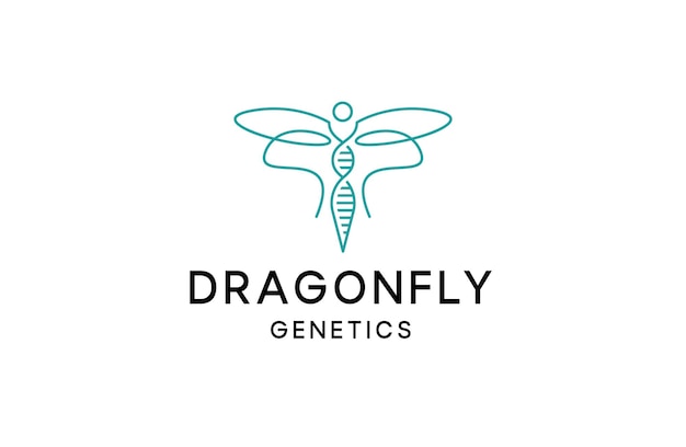 Вектор Логотип логотипа dragonfly dna helix шаблон дизайна плоского вектора
