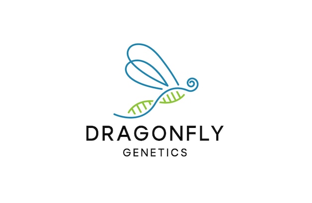 Dragonfly dna helix logo icoon ontwerp sjabloon platte vector