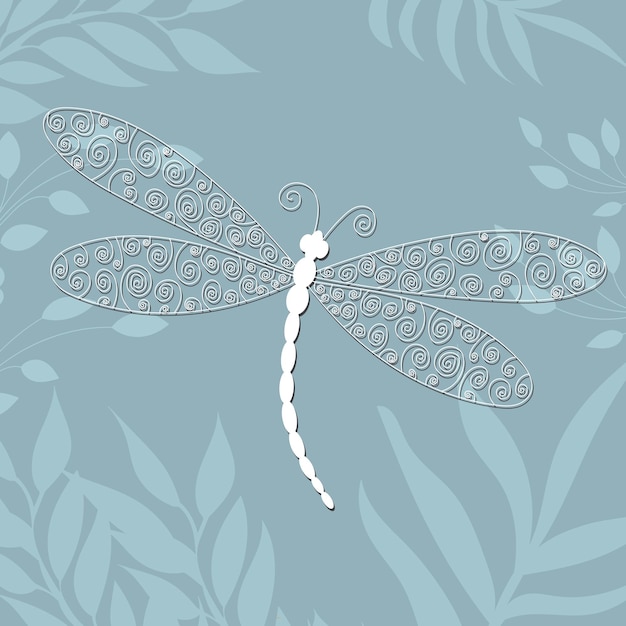 Dragonfly doodle design, on an abstract background