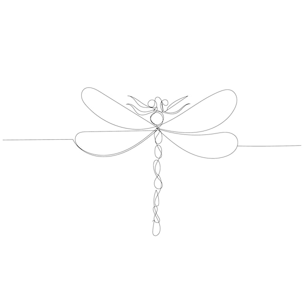 Dragonfly doorlopende lijntekening schets