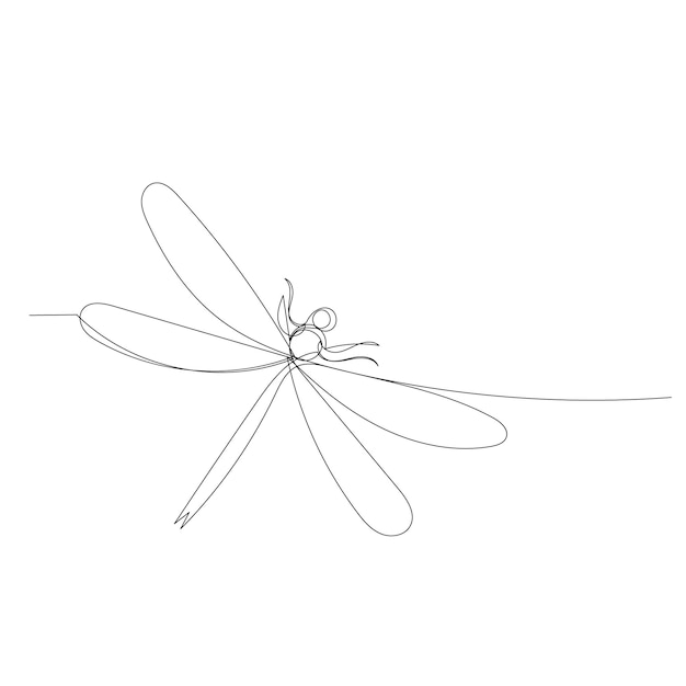 Dragonfly doorlopende lijntekening schets