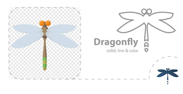 Icona della linea della libellula con illustrazione piatta isolata libellula